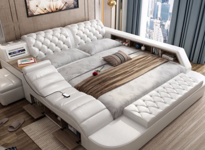 Luxury Double Multifunction Bed Upholstery Water Beds 180x200 Usb Radio Music